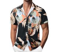 Suwangi Camisa Hawaiana para Hombre Manga Corta Camisa Playa con Bolsillo | Estampado Shirt,Funky,Botones,Vacaciones,Transpirable,Ligera