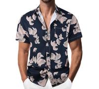 Suwangi Camisa Hawaiana para Hombre Manga Corta Camisa Playa con Bolsillo | Estampado Shirt,Funky,Botones,Vacaciones,Transpirable,Ligera