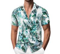 Suwangi Camisa Hawaiana para Hombre Manga Corta Camisa Playa con Bolsillo | Estampado Shirt,Funky,Botones,Vacaciones,Transpirable,Ligera