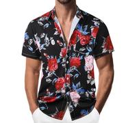 Suwangi Camisa Hawaiana para Hombre Manga Corta Camisa Playa con Bolsillo | Estampado Shirt,Funky,Botones,Vacaciones,Transpirable,Ligera