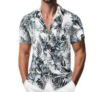 Suwangi Camisa Hawaiana para Hombre Manga Corta Camisa Playa con Bolsillo | Estampado Shirt,Funky,Botones,Vacaciones,Transpirable,Ligera