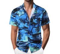 Suwangi Camisa Hawaiana para Hombre Manga Corta Camisa Playa con Bolsillo | Estampado Shirt,Funky,Botones,Vacaciones,Transpirable,Ligera