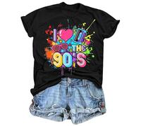 SUWATOIN Camiseta de manga corta para mujer, diseño retro de los años 90, con texto en inglés "I Love The 90s"