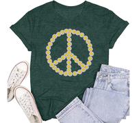 SUWATOIN Camisetas de igualdad para mujer, camiseta de derecho humano, camiseta hippie con signo de la paz, Verde, M