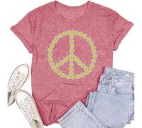 SUWATOIN Camisetas de igualdad para mujer, camiseta de derecho humano, camiseta hippie con signo de la paz, Rosa, S
