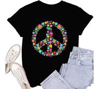 SUWATOIN Camisetas de igualdad para mujer, camiseta de derecho humano, camiseta hippie con signo de la paz, Negro, S