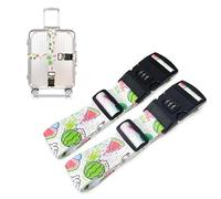 Suweir Juego de correas para maletas, con candado de combinación, correa llamativa, 5 x 180 cm, correa ajustable para maleta, accesorios para una rápida detección de equipaje, maleta de viaje