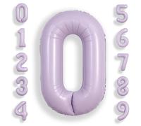 SUWEN 40 Pulgadas Lavanda 0 Globo Número Hoja Aniversario Gran Cifra | Anniversario Giubileo Festa Decorazioni Grandi Palloncini Numeri 0-9 Elio Jumbo Gigante Grande Mylar