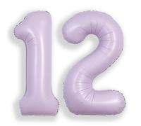 SUWEN 40 Pulgadas Lavanda 12 Globo Número Hoja Aniversario Gran Cifra | 12° Anniversario Giubileo Festa Decorazioni Grandi Palloncini Numeri 0-9 Elio Jumbo Gigante Grande Mylar