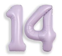 SUWEN 40 Pulgadas Lavanda 14 Globo Número Hoja Aniversario Gran Cifra | 14° Anniversario Giubileo Festa Decorazioni Grandi Palloncini Numeri 0-9 Elio Jumbo Gigante Grande Mylar
