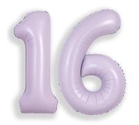 SUWEN 40 Pulgadas Lavanda 16 Globo Número Hoja Aniversario Gran Cifra | 16° Anniversario Giubileo Festa Decorazioni Grandi Palloncini Numeri 0-9 Elio Jumbo Gigante Grande Mylar