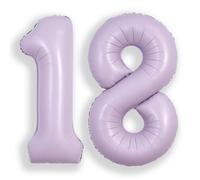 SUWEN 40 Pulgadas Lavanda 18 Globo Número Hoja Aniversario Gran Cifra | 18° Anniversario Giubileo Festa Decorazioni Grandi Palloncini Numeri 0-9 Elio Jumbo Gigante Grande Mylar