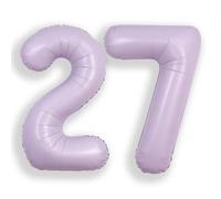 SUWEN 40 Pulgadas Lavanda 27 Globo Número Hoja Aniversario Gran Cifra | 27° Anniversario Giubileo Festa Decorazioni Grandi Palloncini Numeri 0-9 Elio Jumbo Gigante Grande Mylar