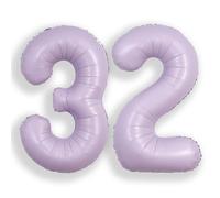 SUWEN 40 Pulgadas Lavanda 32 Globo Número Hoja Aniversario Gran Cifra | 32° Anniversario Giubileo Festa Decorazioni Grandi Palloncini Numeri 0-9 Elio Jumbo Gigante Grande Mylar