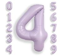 SUWEN 40 Pulgadas Lavanda 4 Globo Número Hoja Aniversario Gran Cifra | 4° Anniversario Giubileo Festa Decorazioni Grandi Palloncini Numeri 0-9 Elio Jumbo Gigante Grande Mylar