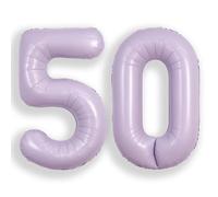 SUWEN 40 Pulgadas Lavanda 50 Globo Número Hoja Aniversario Gran Cifra | 50° Anniversario Giubileo Festa Decorazioni Grandi Palloncini Numeri 0-9 Elio Jumbo Gigante Grande Mylar