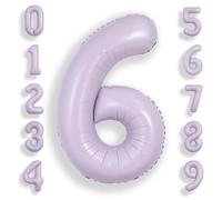 SUWEN 40 Pulgadas Lavanda 6 Globo Número Hoja Aniversario Gran Cifra | 6° Anniversario Giubileo Festa Decorazioni Grandi Palloncini Numeri 0-9 Elio Jumbo Gigante Grande Mylar