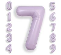SUWEN 40 Pulgadas Lavanda 7 Globo Número Hoja Aniversario Gran Cifra | 7° Anniversario Giubileo Festa Decorazioni Grandi Palloncini Numeri 0-9 Elio Jumbo Gigante Grande Mylar