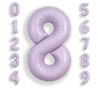 SUWEN 40 Pulgadas Lavanda 8 Globo Número Hoja Aniversario Gran Cifra | 8° Anniversario Giubileo Festa Decorazioni Grandi Palloncini Numeri 0-9 Elio Jumbo Gigante Grande Mylar