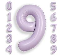 SUWEN 40 Pulgadas Lavanda 9 Globo Número Hoja Aniversario Gran Cifra | 9° Anniversario Giubileo Festa Decorazioni Grandi Palloncini Numeri 0-9 Elio Jumbo Gigante Grande Mylar