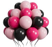 SUWEN Globos Rosa Brillante y Negro 60Pzas 12 Pulgadas (30cm) Kit de Globos de Látex Rosa Brillante Rosa Claro Negro para Decoración de Fiesta Cumpleaños Boda Revelación de Sexo Despedida de Soltera