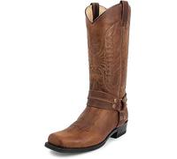 SUWFEZUF Botas de vaquero occidentales ligeras para hombres, botas hasta la rodilla de caballero bordadas, botines de cuero para motocicleta para hombres,45,Brown