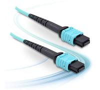 SUWOLF 15M / 50FT 12 Fibras OM3 Tipo B Patch Cord de Fibra Óptica MPO - MPO Patchcord Cable Hembra/Hembra LSZH Cordón de Fibra Óptica MPO Jumper para 40G QSFP+ y 100G QSFP28 Compatible MTP