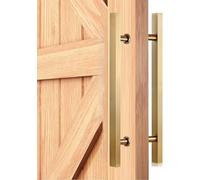 SUWOOPH Manija de puerta corredera de granero, tirador impermeable de acero inoxidable for jardín, patio, puerta, vidrio de ducha, barra de empuje de doble cara resistente(Gold,Lengths 50cm/20 inch)