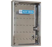 SUWOOPH Stainless Steel Wall-Mounted Key Storage Cabinet with Transparent Glass Door - 48-Key Capacity, Secure Lock Box for Home/Office/Real Estate
