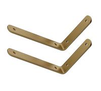 Suwooy Soporte Estanteria De Metal Industrial,Soporte De Estante De Pared Retro,Soportes para Estante En Ángulo De 90 °,Dorado,Escuadras Flotantes para Estanterias,para Garaje,Cocina,10×8cm/3.9×3.1in