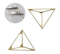 Suwooy Soporte Estanteria De Pared,Soporte De Estante De Decoración del Hogar,Soportes para Estante Flotante,Carga Máxima 30Kg,Escuadras Baldas Negro/Dorado,Oro,15cm/5.91in