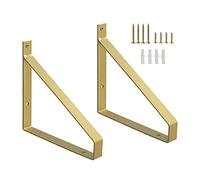 Suwooy Soportes para Estante 2 Piezas,Soporte De Estante Flotante,Soporte Estanteria De Pared Negra,Escuadras De Arte De Hierro Decorativo Vintage para Estanterias,con Tornillos,Oro,20×20cm/7.9×7.9in