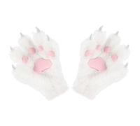 Suxdlan 1 par de Guantes con Patas peludas, Guantes de Suaves y cálidos, Linda Pata de Gato de Felpa para niños y Adultos, Cosplay, Escenario (Blanco)