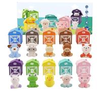 Suxdlan 20 Piezas Juguetes de Animales de Granja para bebés Dibujos Animados numerados Vibrantes Aprendizaje para niños pequeños