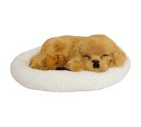 Suxdlan Animal de Peluche Que Respira, Lindos Perros durmiendo en una Almohadilla, Perro Que Respira, Cachorro Realista Interactivo Funciona con Pilas para niños, Regalos para niños, Amarillo