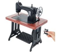 Suxdlan Máquina de Coser en Miniatura Máquina de Coser de Juguete a Escala 1:24 Muebles de casa de muñecas Vintage realistas Decoración de la habitación de Mesa para niños pequeños Rojo