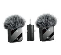 Suxdlan Micrófonos inalámbricos, micrófono Lavalier 3 en 1 con cancelación de Ruido, micrófono de 3, 5 mm, Paquete de 2 Mini con Pantalla LED para entrevistas, ASMR, vídeo y podcasting