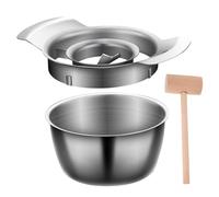 Suxdlan Pelador de granadas Desembradora de granadas de Acero Inoxidable con tazón de 4, 8 x 2, 4 Pulgadas y sembradora de Martillo de Madera Removedor de Semillas Antideslizante para Cocina casera