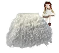 Suxdlan Tramas de Pelo de muñeca, Pelo de muñeca Blanco Rizado de 4x4 Pulgadas, Peluca Realista Natural, artesanía de Lana amigable con Bricolaje para Hacer Figuras, Manualidades