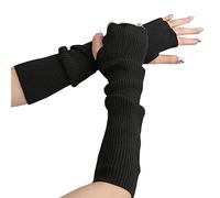 Suxgumoe Guantes de invierno para mujer, guantes de punto para mujer, con calentadores de brazos, calentadores de pulso largos sin dedos, calentadores de manos para mujer, Negro , Talla única