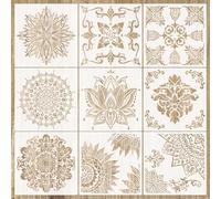 Suxtop 9 Piezas Mandala Plantillas de Pintura Grandes Mandala Stencils Kit Reutilizables Plantillas de Mandalas para Pintar Plástico Plantillas Dibujo de Mandala para Mueble Pared Madera Tela(30x30CM)