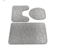 SUXUMHAO 1 juego de baño con relieve de piedra, 3 alfombrillas de baño suaves y cómodas que incluyen tapa de inodoro, alfombras antideslizantes absorbentes (gris)