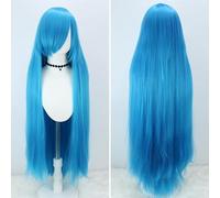 SUXUMHAO Anime Fashion Peluca larga lisa para mujer, longitud de 99 cm, perfecta para cosplay de personajes de anime, estilo diario, color azul lago