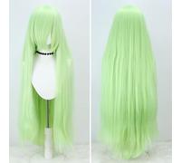 SUXUMHAO Anime Fashion Peluca larga lisa para mujer, longitud de 99 cm, perfecta para cosplay de personajes de anime, estilo diario, color verde claro