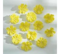 SUXUMHAO Cabezas de flores artificiales, flores de decoración de boda, cabezas de flores de bricolaje de 4 x 4 cm, 10 unidades, flores de ciruelo de seda para manualidades y decoración, color amarillo
