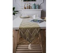 suxuMhao Camino de mesa triangular con borlas, patrón geométrico de jacquard nórdico con diseño de ondas verdes, bandera de mesa de moda, bandera de té, bandera de comida, mantel de algodón de