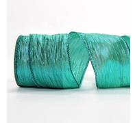 suxuMhao Cinta arrugada con alambre de 10 yardas, cinta decorativa de poliéster de 6,3 cm de ancho para Navidad, envoltura de regalos, coronas y decoración de boda, color verde