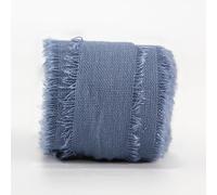 suxuMhao Cinta de lino de algodón rústico de 1.6 pulgadas, estilo de flecos deshilachados para invitaciones de boda, ramos de novia, envoltura de regalos y manualidades, color azul grisáceo