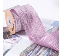 suxuMhao Cinta de satén arrugada con alambre de 2 pulgadas, similar a la seda para envolver regalos, manualidades, coronas, ramos y lazos, color morado rosa
