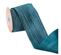 suxuMhao Cinta de satén arrugada con alambre de 2 pulgadas, similar a la seda, para envolver regalos, manualidades, coronas, ramos y lazos, azul oscuro y verde